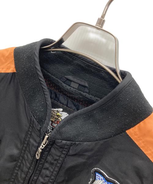 HARLEY-DAVIDSON（ハーレーダビッドソン）HARLEY-DAVIDSON (ハーレーダビッドソン) MA-1ジャケット ブラック×ブラウン サイズ:Lの古着・服飾アイテム