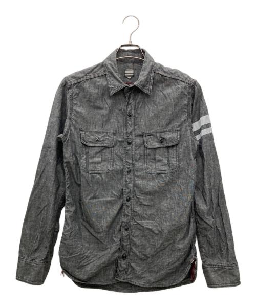MOMOTARO JEANS（桃太郎ジーンズ）MOMOTARO JEANS (桃太郎ジーンズ) シャンブレーワークシャツ グレー サイズ:40の古着・服飾アイテム