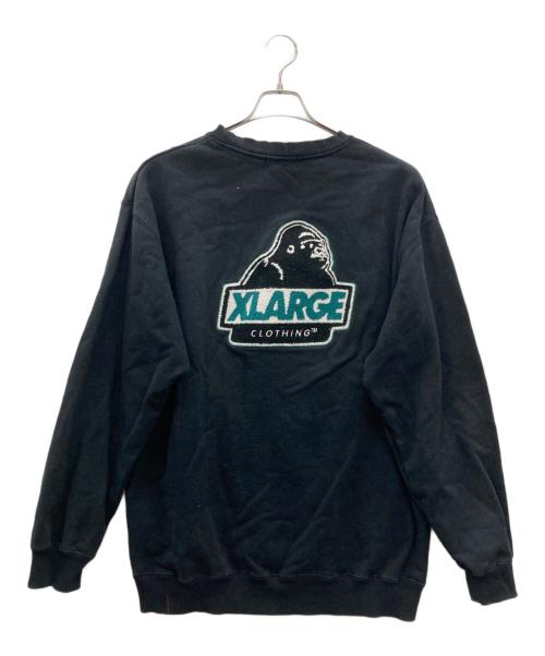 X-LARGE（エクストララージ）X-LARGE (エクストララージ) CHENILLE SLANTED OG CREWNECK SWEATSHIRT ブラック サイズ:Lの古着・服飾アイテム