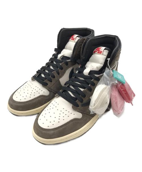 Travis Scott（トラヴィススコット）Travis Scott (トラヴィススコット) NIKE (ナイキ) ハイカットスニーカー AIR JORDAN 1 RETRO HIGH OG（エアジョーダン1レトロハイ） ホワイト×ブラウン サイズ:US9.5 未使用品の古着・服飾アイテム