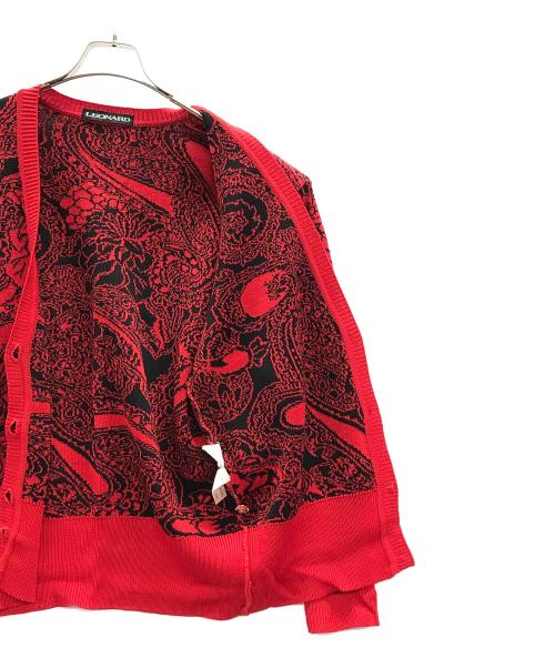 LEONARD（レオナール）LEONARD (レオナール) ニットカーディガン レッド サイズ:実寸サイズにてご確認ください。の古着・服飾アイテム