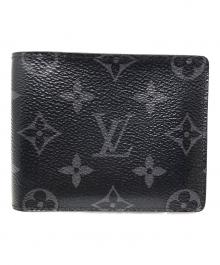 LOUIS VUITTON（ルイ ヴィトン）の古着「2つ折り財布 モノグラムエクリプス ポルトフォイユスレンダー」｜ブラック