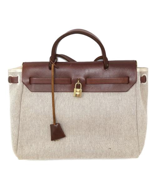 HERMES（エルメス）HERMES (エルメス) 2WAYバッグ　ハンドバッグ　ショルダーバッグ ベージュ×ブラウン サイズ:実寸サイズにてご確認ください。の古着・服飾アイテム