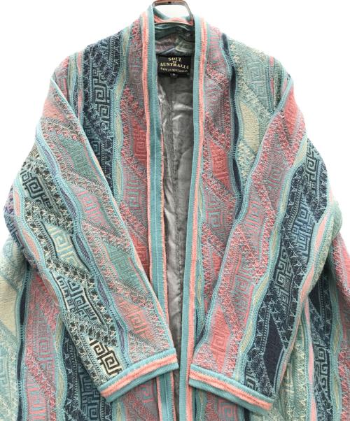 Coogi（クージー）Coogi (クージー) 3Dニットコート ブルー×ピンク サイズ:Sの古着・服飾アイテム