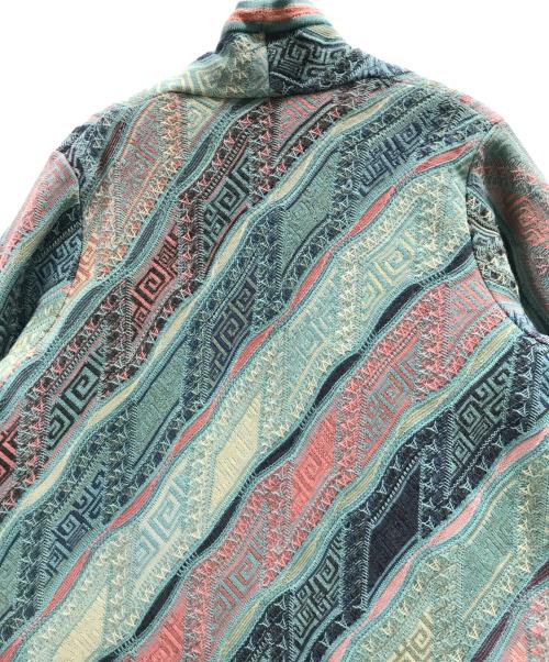 Coogi（クージー）Coogi (クージー) 3Dニットコート ブルー×ピンク サイズ:Sの古着・服飾アイテム