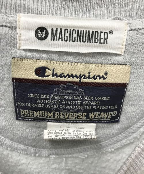 Champion（チャンピオン）Champion (チャンピオン) MAGIC NUMBER (マジックナンバー) リバースウィーブスウェット グレー サイズ:Mの古着・服飾アイテム