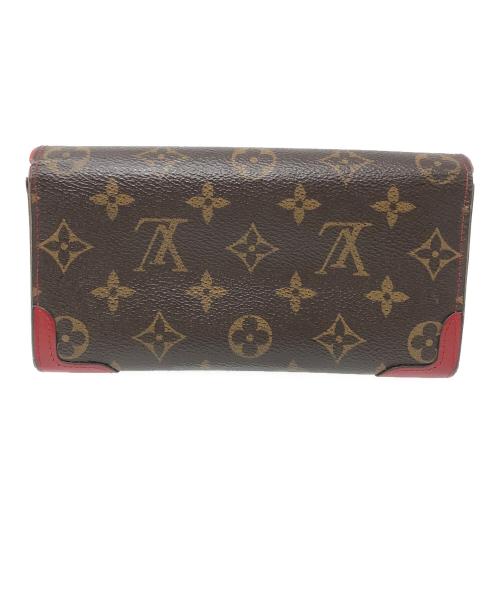 LOUIS VUITTON（ルイ ヴィトン）LOUIS VUITTON (ルイ ヴィトン) 長財布 ポルトフォイユ サラ レティーロ  モノグラム レッド×ブラウン サイズ:実寸サイズにてご確認ください。の古着・服飾アイテム