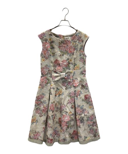 Jane Marple Dans Le Salon（ジェーンマープルネザーランドル サロン）Jane Marple Dans Le Salon (ジェーンマープルネザーランドル サロン) ノースリーブワンピース 花柄 ベージュ系 サイズ:Mの古着・服飾アイテム