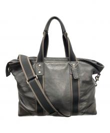 COACH（コーチ）の古着「2WAYバッグ トートバッグ ショルダーバッグ トートバッグ ヘリテージ ウェブレザー ユーティリティートートバッグ」｜ブラック