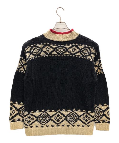 LAUREN RALPH LAUREN（ローレンラルフローレン）LAUREN RALPH LAUREN (ローレンラルフローレン) ヴィンテージハンドニット カヌーデザイン ブラック×ベージュ サイズ:Mの古着・服飾アイテム