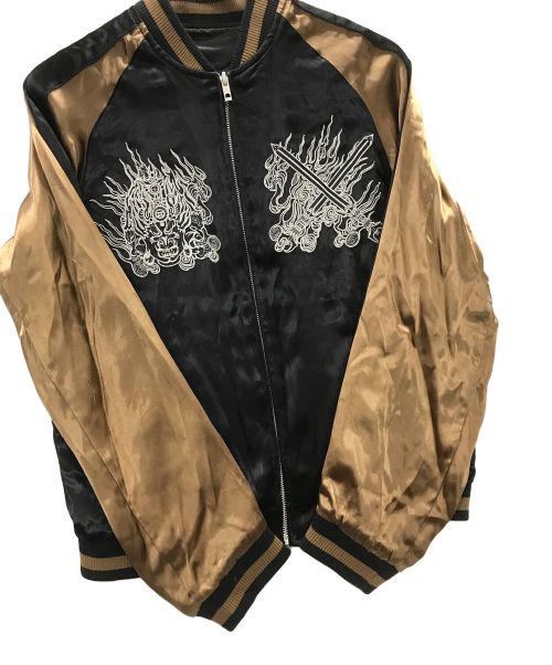 花旅楽団（ハナタビガクダン）花旅楽団 (ハナタビガクダン) スカジャン ブラック サイズ:Mの古着・服飾アイテム