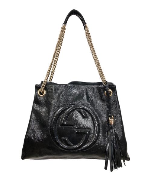 GUCCI（グッチ）GUCCI (グッチ) ソーホー インターロッキングG（ジー） チェーンショルダーバッグ ブラック サイズ:実寸サイズにてご確認下さい。の古着・服飾アイテム