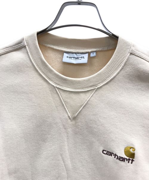 CarHartt（カーハート）CarHartt (カーハート) スウェット AMERICAN SCRIPT SWEAT（アメリカンスクリプトスウェット） 刺繍ロゴ ベージュ サイズ:Sの古着・服飾アイテム