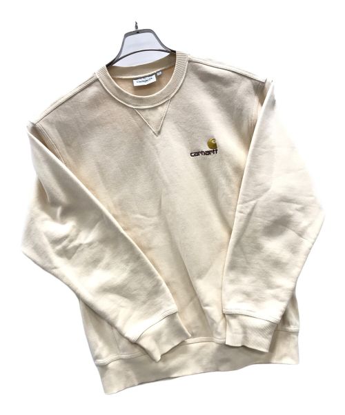 CarHartt（カーハート）CarHartt (カーハート) スウェット AMERICAN SCRIPT SWEAT（アメリカンスクリプトスウェット） 刺繍ロゴ ベージュ サイズ:Sの古着・服飾アイテム