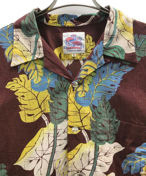 Duke Kahanamoku（デュークカハナモク）Duke Kahanamoku (デュークカハナモク) アロハシャツ MONSTERA（モンステラ） ブラウン サイズ:Lの古着・服飾アイテム