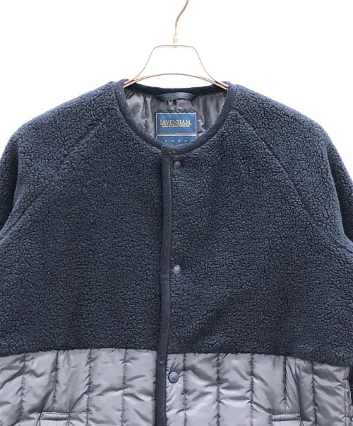LAVENHAM（ラベンハム）LAVENHAM (ラベンハム) 切替ノーカラーコート SHERPA PALGRAVE ネイビー サイズ:36の古着・服飾アイテム
