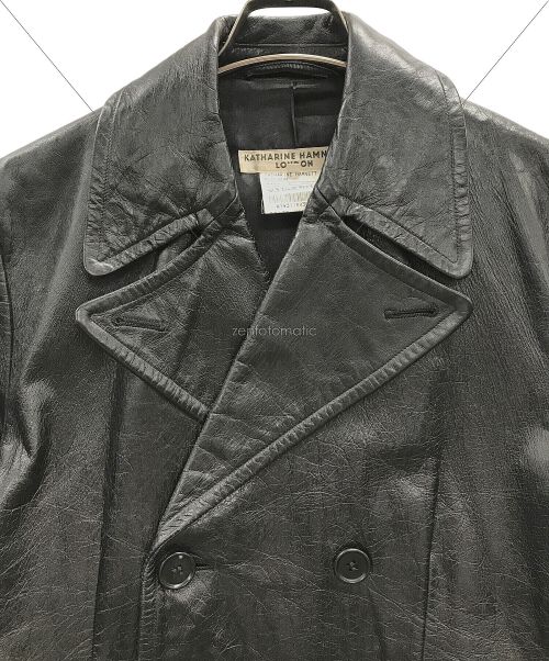 KATHARINE HAMNETT（キャサリンハムネット）KATHARINE HAMNETT (キャサリンハムネット) シープスキンレザーコート ブラック サイズ:Mの古着・服飾アイテム
