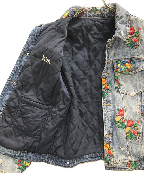 KITH（キス）KITH (キス) デニムジャケット Cotton Idg Floral Pattern（コットン インディゴ フローラル パターン） インディゴ サイズ:Mの古着・服飾アイテム