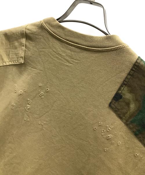 DSQUARED2（ディースクエアード）DSQUARED2 (ディースクエアード) オーバーサイズスウェット ロゴショルダーパッチダメージ加工スウェット ベージュ サイズ:Sの古着・服飾アイテム