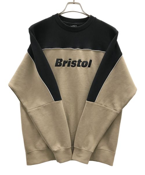 F.C.R.B.（エフシーレアルブリストル）F.C.R.B. (エフシーアールビー) スウェット ラグランスリーブ TECH SWEAT OVERSIZED CREWNECK TOP（テック スウェット オーバーサイズド クルーネック トップ） ブラック×ベージュ サイズ:Sの古着・服飾アイテム