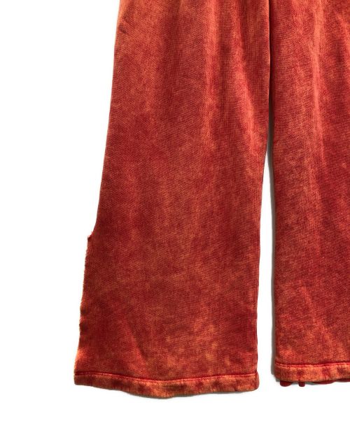 DIESEL（ディーゼル）DIESEL (ディーゼル) ダメージ加工スウェットパンツ カットオフ レイヤード ヴィンテージ加工 フレア スウェットパンツ レッド サイズ:Sの古着・服飾アイテム