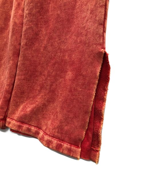 DIESEL（ディーゼル）DIESEL (ディーゼル) ダメージ加工スウェットパンツ カットオフ レイヤード ヴィンテージ加工 フレア スウェットパンツ レッド サイズ:Sの古着・服飾アイテム