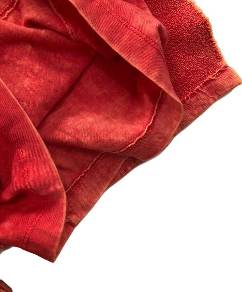 DIESEL（ディーゼル）DIESEL (ディーゼル) ダメージ加工スウェットパンツ カットオフ レイヤード ヴィンテージ加工 フレア スウェットパンツ レッド サイズ:Sの古着・服飾アイテム