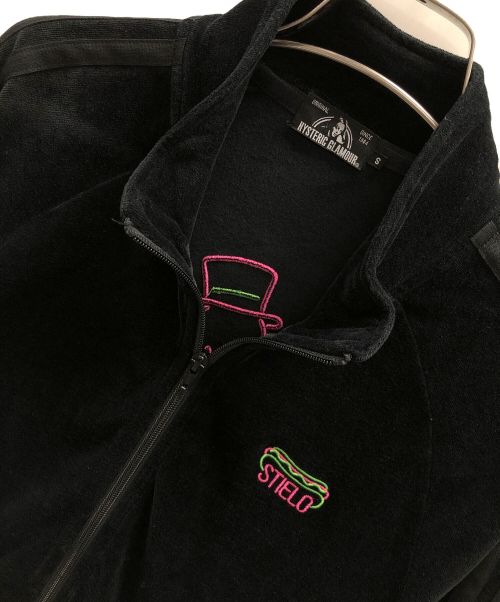 Hysteric Glamour（ヒステリックグラマー）Hysteric Glamour (ヒステリックグラマー) ベロアジャケット NIGHT GROOVE（ナイト グルーヴ）刺繍トラックジャケット ブラック サイズ:Sの古着・服飾アイテム