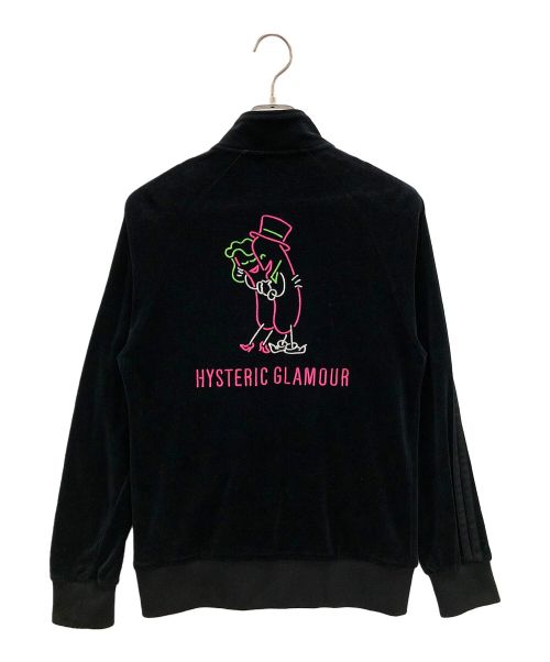 Hysteric Glamour（ヒステリックグラマー）Hysteric Glamour (ヒステリックグラマー) ベロアジャケット NIGHT GROOVE（ナイト グルーヴ）刺繍トラックジャケット ブラック サイズ:Sの古着・服飾アイテム