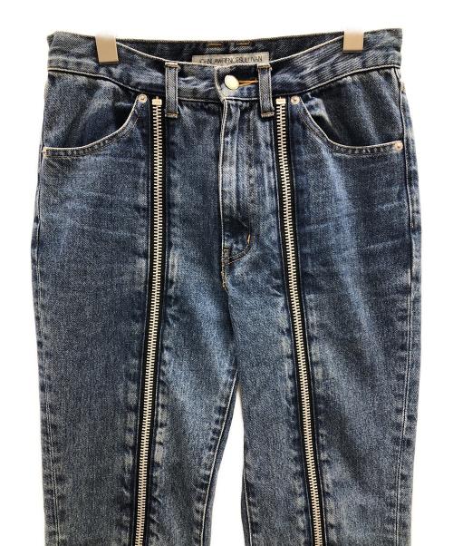 JOHN LAWRENCE SULLIVAN（ジョン ローレンス サリバン）JOHN LAWRENCE SULLIVAN (ジョン ローレンス サリバン) ジーンズ WASHED DENIM ZIPPED PANTS（ウォッシュ デニム ジッパー パンツ） インディゴ サイズ:44の古着・服飾アイテム