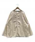 EELイール）の古着「ノーカラーワイドシャツ」｜アイボリー