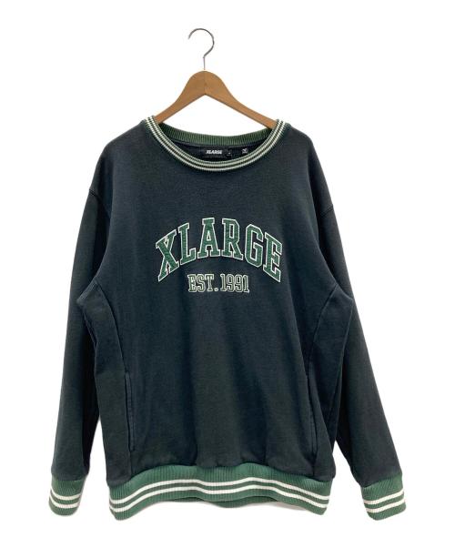 X-LARGE（エクストララージ）X-LARGE (エクストララージ) スウェット RIB LINE CREWNECK SWEAT(リブラインクルーネックスウェット) ブラック サイズ:Lの古着・服飾アイテム