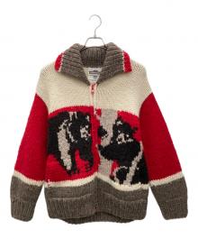 LONG HOUSE（ロングハウス）の古着「カウチンニットカーディガン」｜レッド×ブラウン