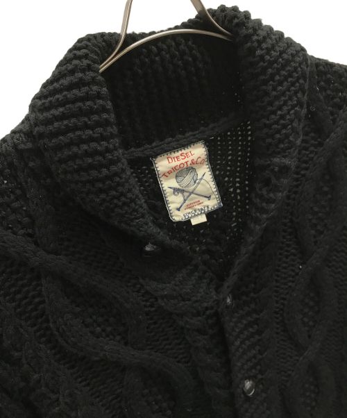 DIESEL（ディーゼル）DIESEL (ディーゼル) カウチンニットジャケット ブラック サイズ:Lの古着・服飾アイテム