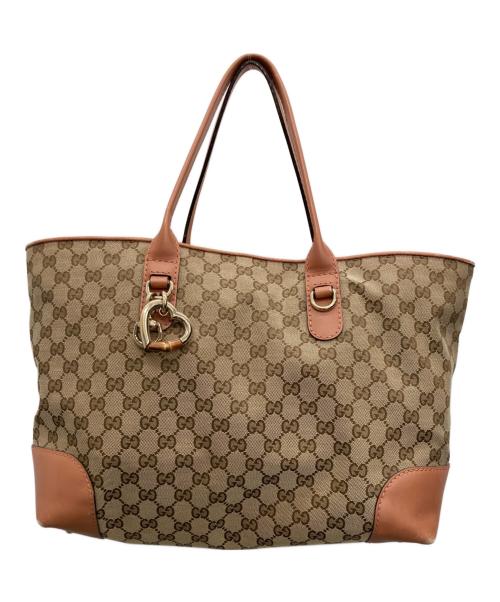 GUCCI（グッチ）GUCCI (グッチ) トートバッグ ベージュ×ブラウンの古着・服飾アイテム