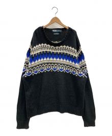 POLO RALPH LAUREN（ポロ・ラルフローレン）の古着「90'S ノルディック柄ヴィンテージニット」｜ブラック×ブルー