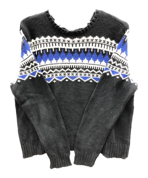 POLO RALPH LAUREN（ポロ・ラルフローレン）POLO RALPH LAUREN (ポロ・ラルフローレン) 90'S ノルディック柄ヴィンテージニット ブラック×ブルー サイズ:XXLの古着・服飾アイテム