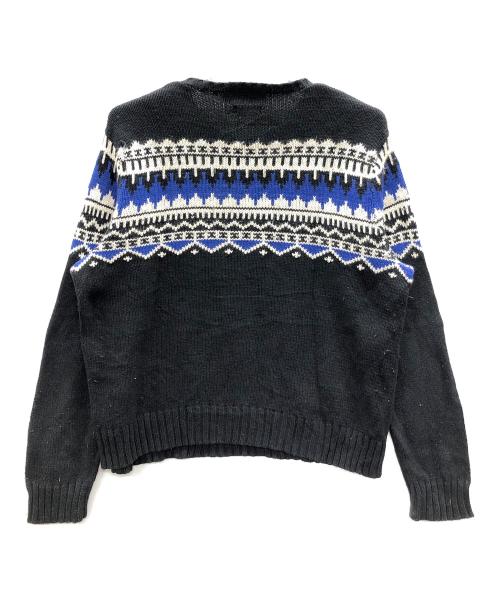 POLO RALPH LAUREN（ポロ・ラルフローレン）POLO RALPH LAUREN (ポロ・ラルフローレン) 90'S ノルディック柄ヴィンテージニット ブラック×ブルー サイズ:XXLの古着・服飾アイテム
