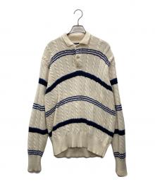 POLO RALPH LAUREN（ポロ・ラルフローレン）の古着「90S 襟付きニット」｜アイボリー×ブルー