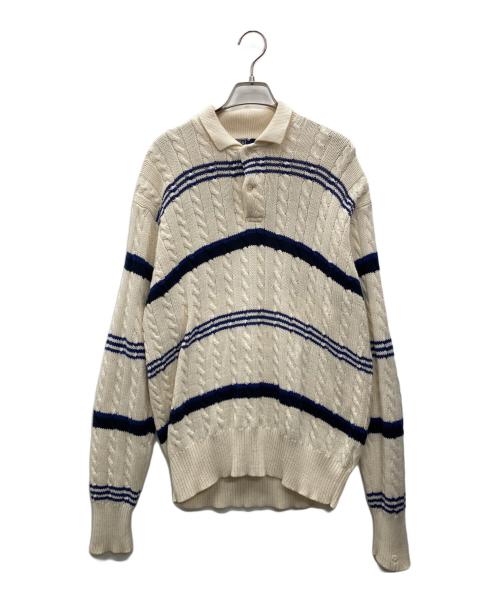 POLO RALPH LAUREN（ポロ・ラルフローレン）POLO RALPH LAUREN (ポロ・ラルフローレン) 90S 襟付きニット アイボリー×ブルー サイズ:Lの古着・服飾アイテム