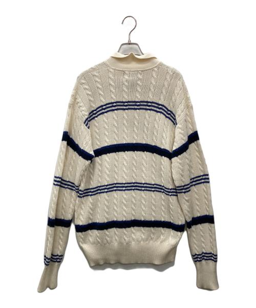 POLO RALPH LAUREN（ポロ・ラルフローレン）POLO RALPH LAUREN (ポロ・ラルフローレン) 90S 襟付きニット アイボリー×ブルー サイズ:Lの古着・服飾アイテム