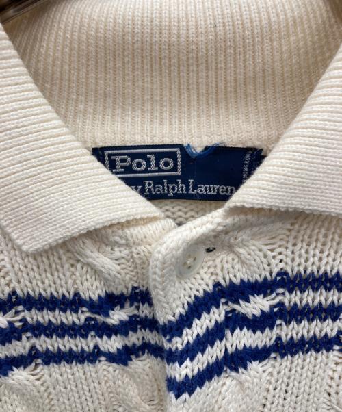 POLO RALPH LAUREN（ポロ・ラルフローレン）POLO RALPH LAUREN (ポロ・ラルフローレン) 90S 襟付きニット アイボリー×ブルー サイズ:Lの古着・服飾アイテム