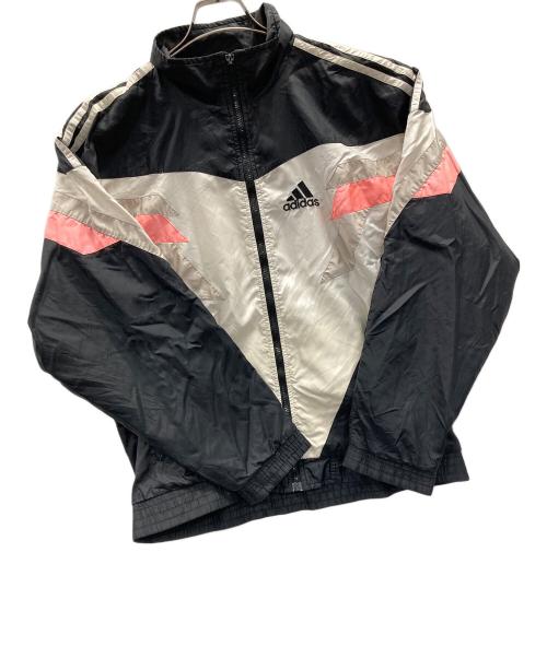 adidas（アディダス）adidas (アディダス) 90's ヴィンテージナイロンジャケット　刺繍ロゴ ブラック×ホワイト サイズ:Mの古着・服飾アイテム