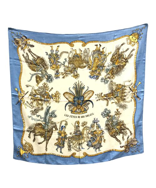 HERMES（エルメス）HERMES (エルメス) シルクスカーフ LES FETES DU ROI SOLEIL(レス フェット ドゥー ロワ ソレイユ) ブルー系 サイズ:実寸サイズにてご確認ください。の古着・服飾アイテム