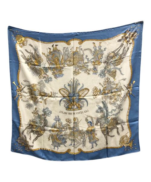 HERMES（エルメス）HERMES (エルメス) シルクスカーフ LES FETES DU ROI SOLEIL(レス フェット ドゥー ロワ ソレイユ) ブルー系 サイズ:実寸サイズにてご確認ください。の古着・服飾アイテム