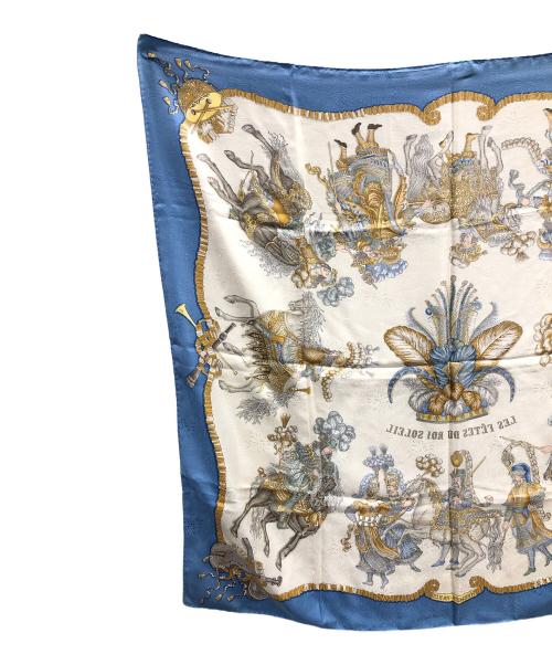 HERMES（エルメス）HERMES (エルメス) シルクスカーフ LES FETES DU ROI SOLEIL(レス フェット ドゥー ロワ ソレイユ) ブルー系 サイズ:実寸サイズにてご確認ください。の古着・服飾アイテム