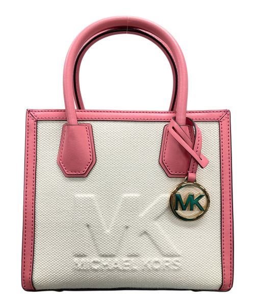 MICHAEL KORS（マイケル・コース）MICHAEL KORS (マイケルコース) 2WAYバッグ ハンドバッグ ショルダーバッグ マーサー ミディアム ロゴエンボス コットンキャンバス クロスボディバッグ ショルダーバッグ ピンク サイズ:実寸サイズにてご確認ください。の古着・服飾アイテム