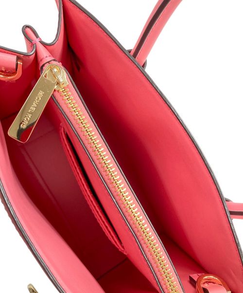 MICHAEL KORS（マイケル・コース）MICHAEL KORS (マイケルコース) 2WAYバッグ ハンドバッグ ショルダーバッグ マーサー ミディアム ロゴエンボス コットンキャンバス クロスボディバッグ ショルダーバッグ ピンク サイズ:実寸サイズにてご確認ください。の古着・服飾アイテム