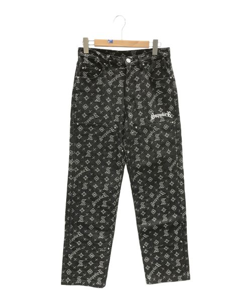 SUPPLIER（サプライヤー）SUPPLIER (サプライヤー) デニムパンツ ブラック×ホワイト サイズ:Mの古着・服飾アイテム