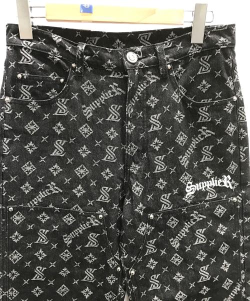 SUPPLIER（サプライヤー）SUPPLIER (サプライヤー) デニムパンツ ブラック×ホワイト サイズ:Mの古着・服飾アイテム